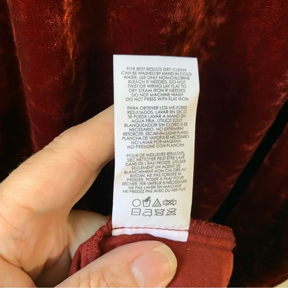 Cabi #3696 rust Empire Grace Tribute crushed velvet velour hi-low dress. Size‎ S - Picture 8 of 8